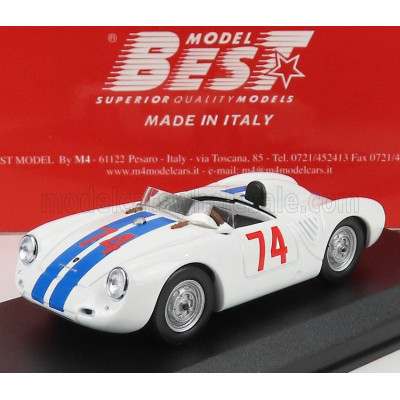 BEST MODEL PORSCHE 550 RS SPIDER N 74 NASSAU MEMORIAL TROPHY RACE 1958 D.SESSLAR - WHITE BLUE 1/43