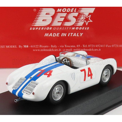 BEST MODEL PORSCHE 550 RS SPIDER N 74 NASSAU MEMORIAL TROPHY RACE 1958 D.SESSLAR - WHITE BLUE 1/43