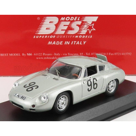 BEST MODEL PORSCHE 356 CARRERA ABARTH N 96 TARGA FLORIO 1961 LINGE - VON HANSTEIN - SILVER 1/43