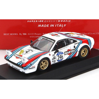 BEST MODEL FERRARI 308 GTB N 246 RALLY TOUR DE CORSE HISTORIQUE 2012 J.J.AGHINA - J.RUPERT - WHITE BLUE RED 1/43