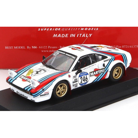 BEST MODEL FERRARI 308 GTB N 246 RALLY TOUR DE CORSE HISTORIQUE 2012 J.J.AGHINA - J.RUPERT - WHITE BLUE RED 1/43