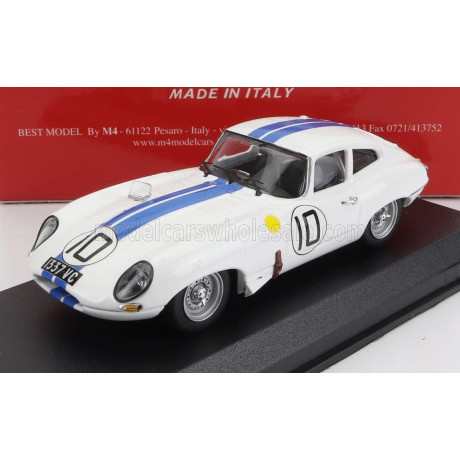 BEST MODEL JAGUAR E-TYPE 3.8L S6 COUPE TEAM BRIGGS CUNNINGHAM N 10 4th 24h LE MANS 1962 B.CUNNINGHAM - R.SALVADORI - WHITE BLUE