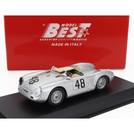 BEST MODEL PORSCHE 550RS SPIDER N 48 1000km BUENOS AIRES 1958 STIRLING MOSS - JEAN BEHRA - SILVER 1/43