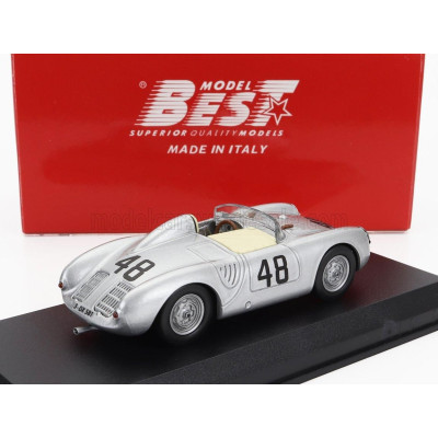 BEST MODEL PORSCHE 550RS SPIDER N 48 1000km BUENOS AIRES 1958 STIRLING MOSS - JEAN BEHRA - SILVER 1/43
