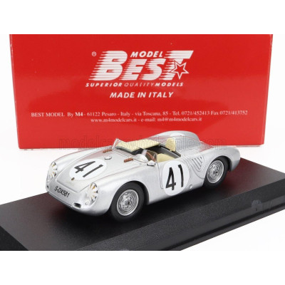 BEST MODEL PORSCHE 550RS SPIDER TEAM PORSCHE K.G. N 41 12h SEBRING 1958 HARRY SCHELL - WOLFANG SEIDEL - SILVER 1/43