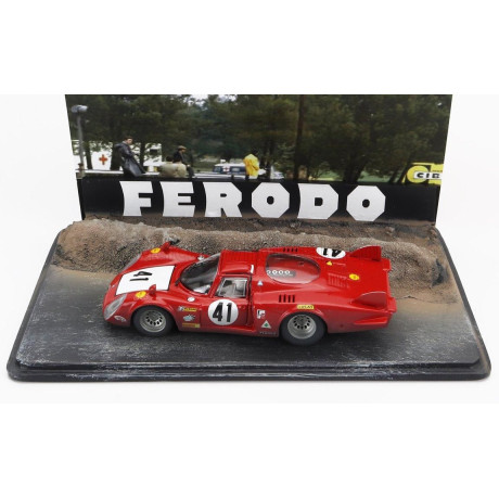 BEST MODEL ALFA ROMEO DIORAMA - 33/2 LONG TAIL TEAM AUTODELTA N 41 24h LE MANS 1968 NINO VACCARELLA - RED WHITE 1/43