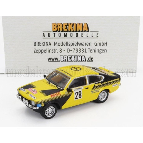 BREKINA PLAST OPEL KADETT C GT/E (night version) N 28 RALLY MONTECARLO 1976 ANDERS KULLANG - CLAES GORAN ANDERSSON - YELLOW BLAC