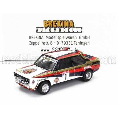 BREKINA PLAST FIAT 131 ABARTH N 1 WINNER RALLY HUNSRUECK 1980 WALTER ROHRL - CHRISTIAN GEISTDORFER - WHITE RED BLACK GOLD 1/87