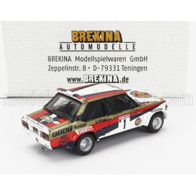 BREKINA PLAST FIAT 131 ABARTH N 1 WINNER RALLY HUNSRUECK 1980 WALTER ROHRL - CHRISTIAN GEISTDORFER - WHITE RED BLACK GOLD 1/87