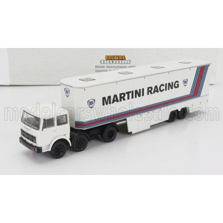 BREKINA PLAST FIAT 691 T TRUCK TEAM LANCIA MARTINI RACING CAR TRANSPORTER 1970 - WHITE 1/87