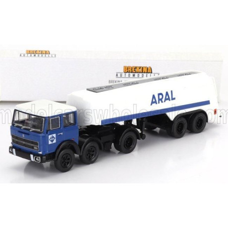 BREKINA PLAST FIAT 691 T TANKER TRUCK ARAL 1970 - BLUE WHITE 1/87