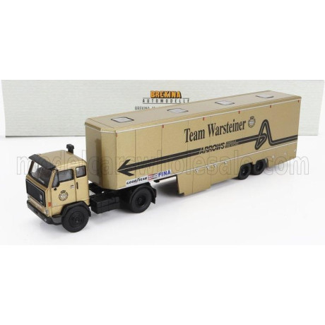 BREKINA PLAST VOLVO F89 TRUCK CAR TRANSPORTER TEAM F1 WARSTEINER ARROWS 1977 - GOLD 1/87