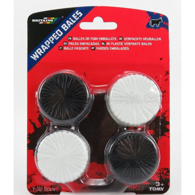 BRITAINS ACCESSORIES WRAPPED BALES - BALLA DI FIENO - WHITE BLACK 1/32