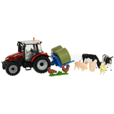 BRITAINS MASSEY FERGUSON 5612 TRACTOR WITH ANIMALS 2016 - RED SILVER 1/32