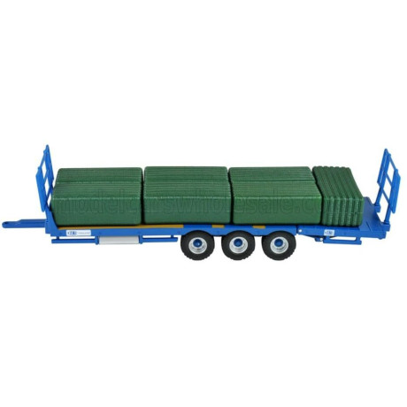 BRITAINS ACCESSORIES TRAILER - BALE THROW WAGON - CARRELLO TRASPORTO FIENO - BLUE WOOD 1/32