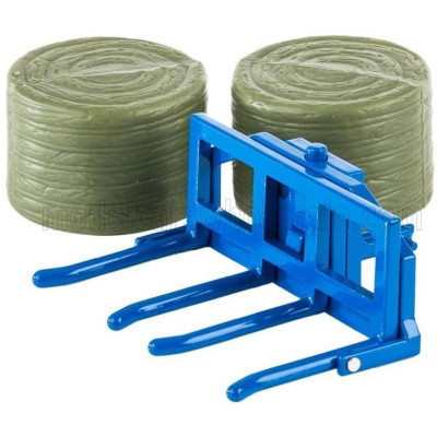 BRITAINS ACCESSORIES FLEMING DOUBLE BALE LIFTER - BALLA DI FIENO - BLUE 1/32