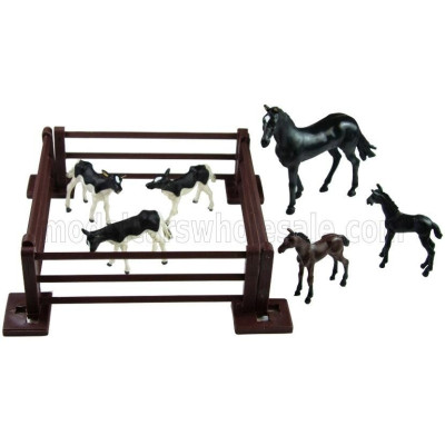BRITAINS ACCESSORIES SET BABY ANIMAL WITH HORSE AND HURDLE - VARIOUS 1/32