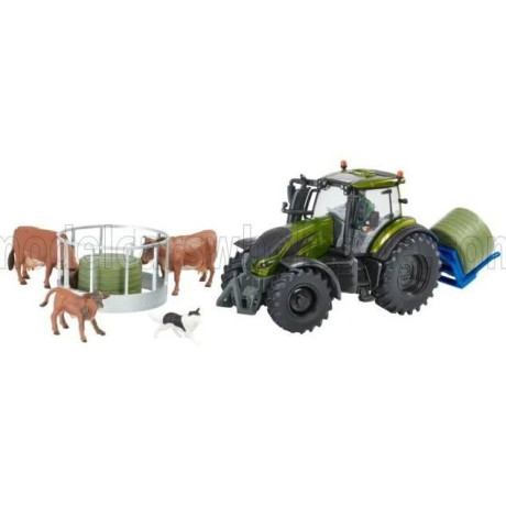 BRITAINS VALTRA T254 TRACTOR WITH PLAYSET FLEMING BALE LIFTER 2019 - GREEN 1/32