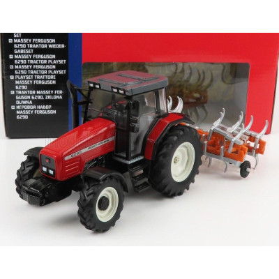 BRITAINS MASSEY FERGUSON 6290 TRACTOR WITH TRAILER 2012 - RED ORANGE 1/32