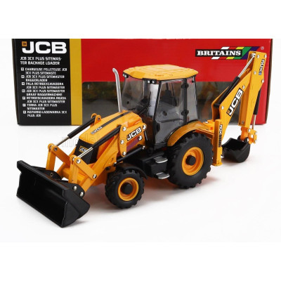 BRITAINS JCB 3CX PLUS RUSPA GOMMATA - TRACTOR SCRAPER - YELLOW BLACK 1/32