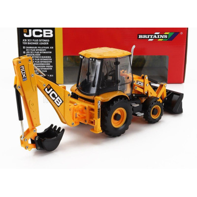BRITAINS JCB 3CX PLUS RUSPA GOMMATA - TRACTOR SCRAPER - YELLOW BLACK 1/32
