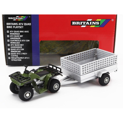 BRITAINS YAMAHA QUAD 4X4 WITH TRAILER 2009 - GREEN SILVER 1/32