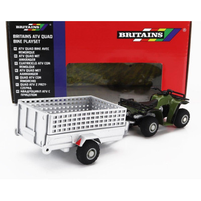 BRITAINS YAMAHA QUAD 4X4 WITH TRAILER 2009 - GREEN SILVER 1/32