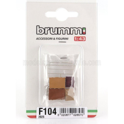 BRUMM ACCESSORIES SET 4X VALIGIE + PORTAPACCHI - SUITCASES + RACK - 2 TONE BROWN 1/43