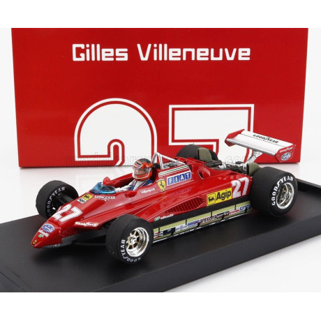 BRUMM FERRARI F1  126C2 N 27 2nd SAN MARINO IMOLA GP 1982 GILLES VILLENEUVE - WITH DRIVER FIGURE - RED 1/43