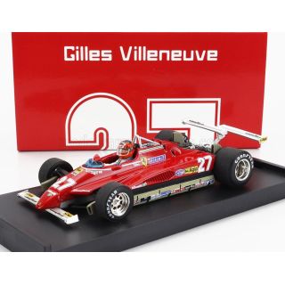 BRUMM FERRARI F1  126C2 N 27 USA OVEST LONG BEACH GP 1982 GILLES VILLENEUVE - WITH DRIVER FIGURE - RED 1/43