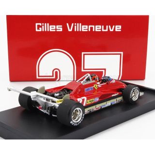 BRUMM FERRARI F1  126C2 N 27 USA OVEST LONG BEACH GP 1982 GILLES VILLENEUVE - WITH DRIVER FIGURE - RED 1/43