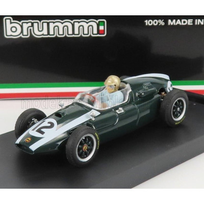 BRUMM COOPER F1 T51 CLIMAX N 12 WINNER BRITISH GP JACK BRABHAM 1959 WORLD CHAMPION - WITH DRIVER FIGURE - GREEN WHITE 1/43