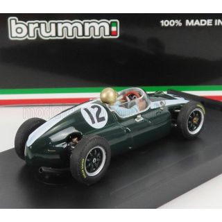 BRUMM COOPER F1 T51 CLIMAX N 12 WINNER BRITISH GP JACK BRABHAM 1959 WORLD CHAMPION - WITH DRIVER FIGURE - GREEN WHITE 1/43