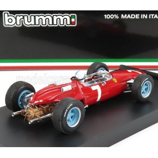 BRUMM FERRARI F1  158 N 7 WINNER GERMAN GP JOHN SURTEES 1964 WORLD CHAMPION - WITH DRIVER FIGURE - RED 1/43
