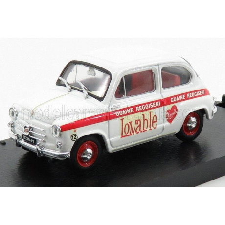BRUMM FIAT 600D - ABBIGLIAMENTO INTIMO LOVABLE 1965 - WHITE RED 1/43