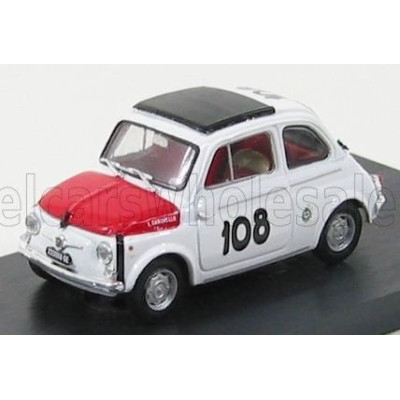 BRUMM FIAT 500 595 ABARTH N 108 TROFEO ITALIANO TURISMO WINNER COPPA GALLEGA 1965 LEONARDO DURST - WHITE RED 1/43