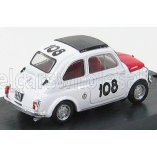 BRUMM FIAT 500 595 ABARTH N 108 TROFEO ITALIANO TURISMO WINNER COPPA GALLEGA 1965 LEONARDO DURST - WHITE RED 1/43