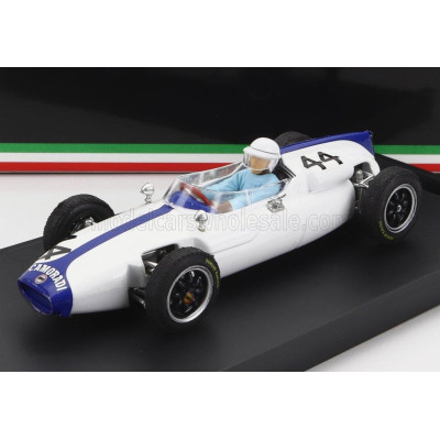BRUMM COOPER F1  T56 N 44 BELGIUM GP 1961 M.GREGORY - WITH DRIVER FIGURE - WHITE BLUE 1/43
