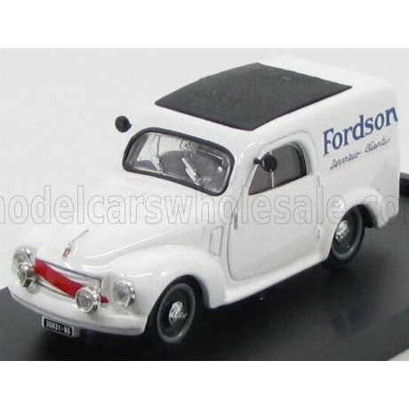 BRUMM FIAT 500C FURGONE VAN VEICOLO COMMERCIALE PUBLICITAIRE FORDSON BRESCIA SERVIZIO CLIENTI 1950 - WHITE BLACK 1/43