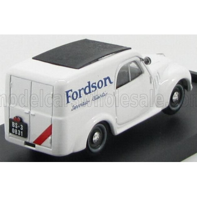BRUMM FIAT 500C FURGONE VAN VEICOLO COMMERCIALE PUBLICITAIRE FORDSON BRESCIA SERVIZIO CLIENTI 1950 - WHITE BLACK 1/43