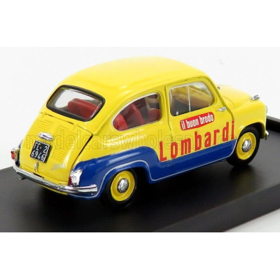 BRUMM FIAT 600 BRODO LOMBARDI 1960 - YELLOW BLUE 1/43