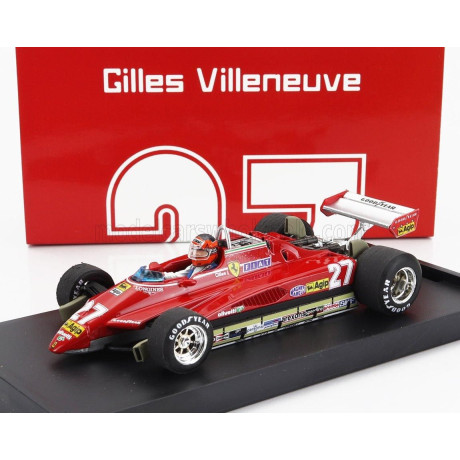 BRUMM FERRARI F1  126C2 N 27 BRAZILIAN GP 1982 GILLES VILLENEUVE - WITH DRIVER FIGURE - RED 1/43