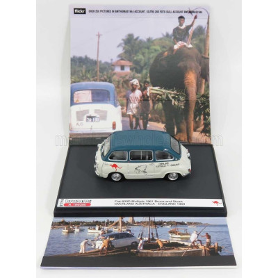 BRUMM PROM FIAT 600D MULTIPLA 1961 - OVERLAND AUSTRALIA - ENGLAND 1969 BRUCE THOMAS - STUART HARPER - WHITE GREEN 1/43