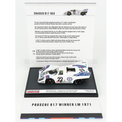 BRUMM PROM PORSCHE 917K 4.9L TEAM MARTINI RACING N 22 WINNER 24h LE MANS 1971 HELMUT MARKO - GIJS VAN LENNEP - WHITE BLUE RED 1/