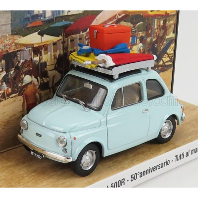 BRUMM PROM FIAT 500R 1972 - TUTTI AL MARE - SALUTI DA OLTRONA S.M. - 50th ANNIVERSARIO 1972 -2022 - VERY LIGHT BLUE 1/43