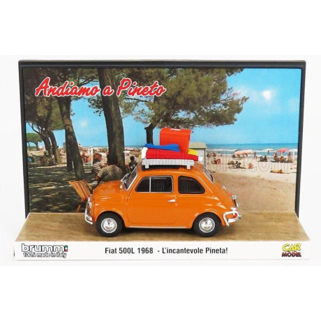 BRUMM PROM FIAT 500L 1968 - TUTTI AL MARE - L'INCANTEVOLE PINETA - ANDIAMO A PINETO - EXCLUSIVE CARMODEL - GIALLO POSITANO - YEL
