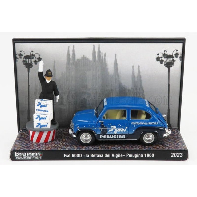 BRUMM PROM FIAT 600D BACI PERUGINA 1960 - LA BEFANA DEL VIGILE - BLUE BLACK 1/43