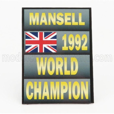 CARTRIX ACCESSORIES F1  WORLD CHAMPION PLATE PIT BOARD - WILLIAMS FW14B RENAULT N 5 SEASON 1992 NIGEL MANSELL - GREY BLACK YELLO