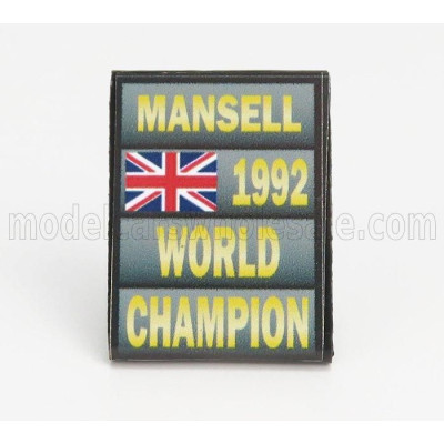 CARTRIX ACCESSORIES F1  WORLD CHAMPION PLATE PIT BOARD - WILLIAMS FW14B RENAULT N 5 SEASON 1992 NIGEL MANSELL - GREY BLACK YELLO