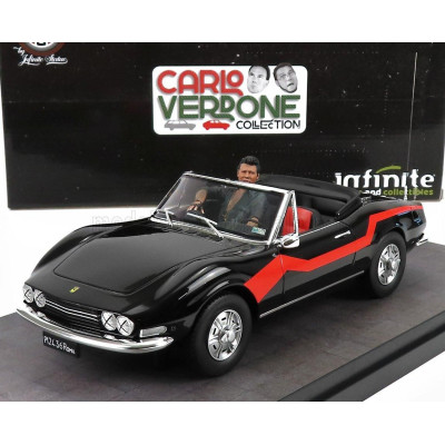 CLC MODELS FIAT DINO 2.4 SPIDER WITH ENZO FIGURE - MOVIE - UN SACCO BELLO 1980 - CARLO VERDONE - BLACK 1/18